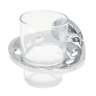Portavaso cepillero metálico con vaso de vidrio, Foset AQA-71