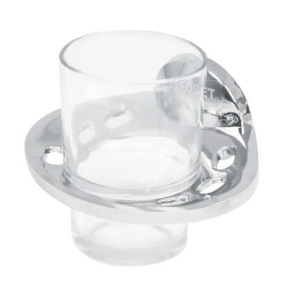 Portavaso cepillero metálico con vaso de vidrio, Foset AQA-71