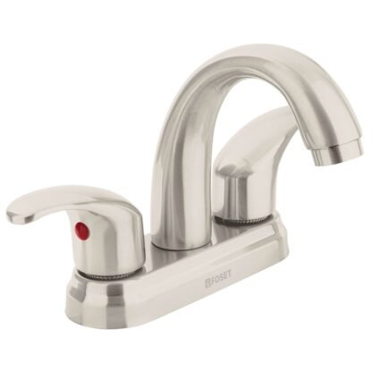 Mezcladora satín 4' para lavabo, nariz curva, palanca, Foset AQM-52N