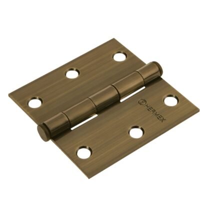 Bisagra cuadrada 3' acero latonado antiguo, plana, Hermex BC-302P