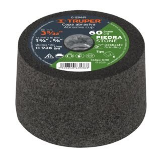 Copa desbaste de piedra 3-5/32' grano 60, eje 5/8-11, Truper C-1294-PI