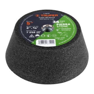 Copa desbaste de piedra 5' grano 36, eje 5/8-11, Truper C-356-PI