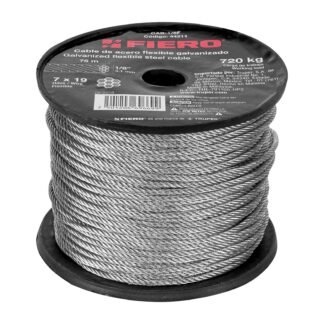 Metro de cable flexible 1/8' de acero 7x19 hilos, 75 m CAB-1/8F