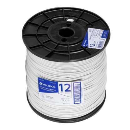 Metro de cable THHW-LS 12 AWG blanco en carrete de 500 m CAB-12B-500