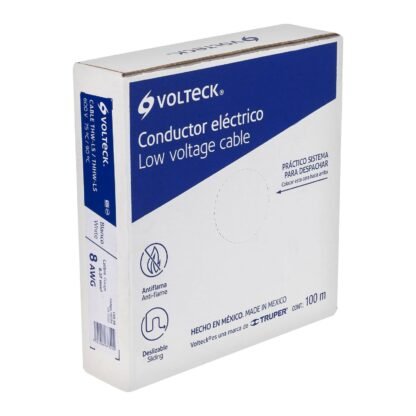 Rollo de 100 m de cable THHW-LS 8 AWG blanco, Volteck CAB-8B