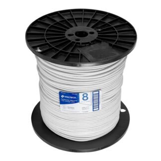 Metro de cable THHW-LS 8 AWG blanco en carrete de 500 m CAB-8B-500
