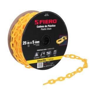 Metro de cadena de 5 mm de plástico amarilla, carrete de 25m CAPL-5M