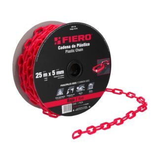 Metro de cadena de 5 mm de plástico roja, carrete de 25 m CAPL-5R
