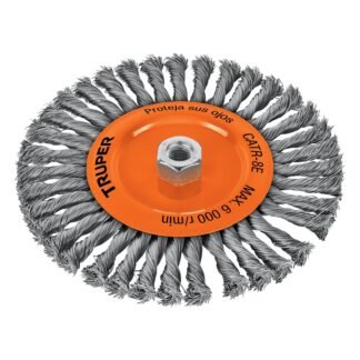 Carda circular 8' alambre trenzado, eje 5/8'-11, Truper CATR-8E