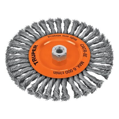 Carda circular 8' alambre trenzado, eje 5/8'-11, Truper CATR-8E