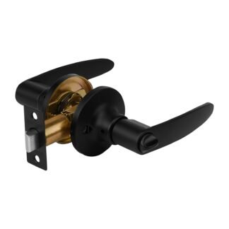 Cerradura manija, cilindro latón, negro, baño, Hermex CEMA-6B