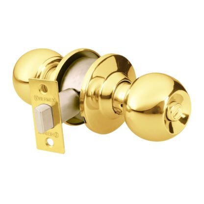 Cerradura tipo esfera para baño, latón brillante, Hermex CEPO-11B