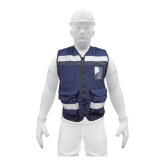Chaleco brigadista con cintas reflejantes, color azul marino CHS-900AM