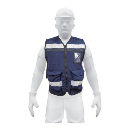Chaleco brigadista con cintas reflejantes, color azul marino CHS-900AM
