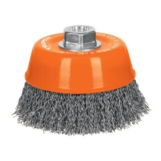 Carda copa 5' alambre ondulado grueso, eje M14, Truper CO-512MX