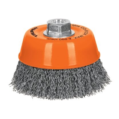 Carda copa 5' alambre ondulado grueso, eje 5/8'-11, Truper CO-512X