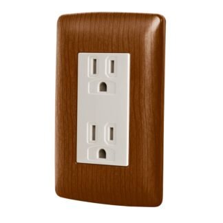 Contacto dúplex aterrizado, color madera, línea Italiana  CODO-IM