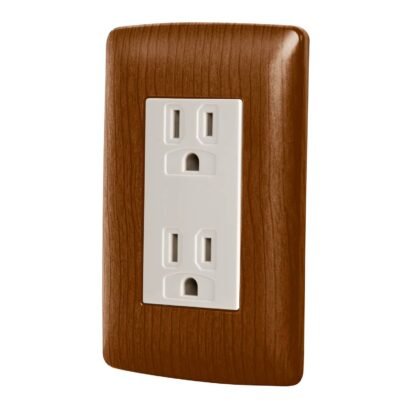 Contacto dúplex aterrizado, color madera, línea Italiana  CODO-IM