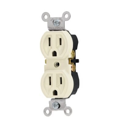Contacto dúplex, 2 polos 3 hilos, Standard, marfil, Volteck CODO-S