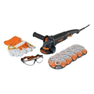 Esmeriladora 4-1/2' 950 W, discos, lentes y guantes, Truper COMBOE-4590N