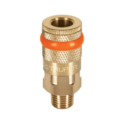 Cople de latón, cuerda 1/4 NPT, macho, Truper COPLE-MA-1/4