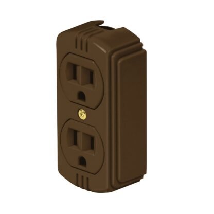 Contacto de sobreponer dúplex 2 polos+ tierra, café, Volteck COSO-DA-C