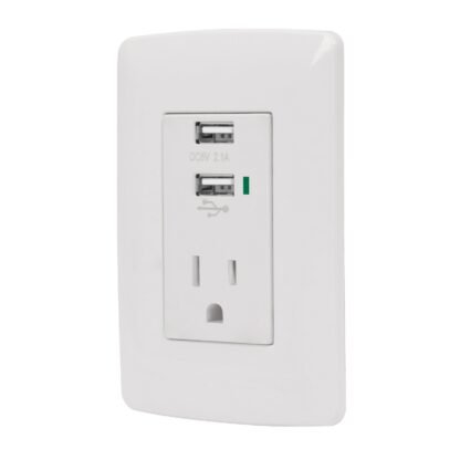 Contacto aterrizado + 2 puertos USB, blanco, línea Italiana COUSB-IB