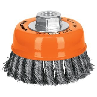 Carda copa 4' alambre trenzado grueso, eje 5/8'-11, Truper CT-610X