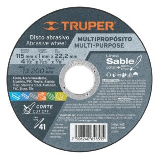 Disco Tipo 41 de 4-1/2' x 1 mm corte multimaterial, Sable DICOF-4510M