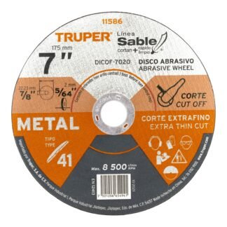 Disco Tipo 41 de 7' x 2 mm corte fino de metal, Sable DICOF-7020