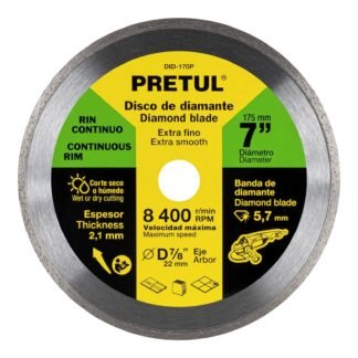 Disco de diamante de 7' x 2.1 mm rin continuo, Pretul DID-170P