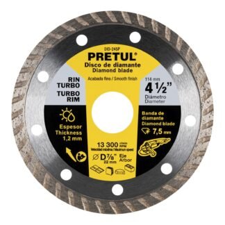 Disco de diamante de 4-1/2' x 1.2 mm rin turbo, Pretul DID-245P