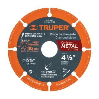 Disco de diamante de 4-1/2' x 1.4 mm para corte metal,Truper DID-445