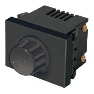 Dimmer giratorio, 1.5 módulos, línea Española, color negro DIM15-EN