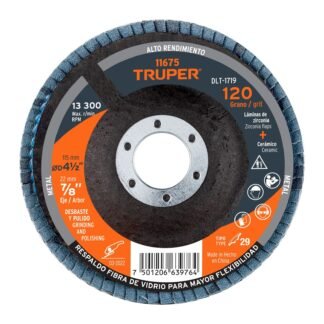 Disco 4-1/2' laminado grano 120 centro 7/8', Truper DLT-1719