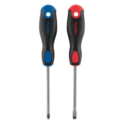 Dúo de desarmadores 1/4' x 4' mango Comfort Grip, Pretul DUO-1/4X4BP