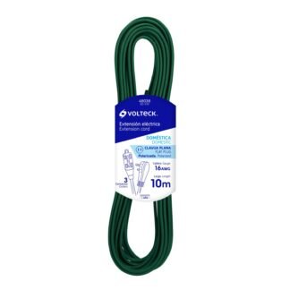 Extensión eléctrica doméstica 10 m verde con clavija plana ED-10V