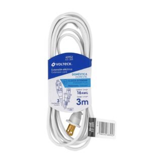 Extensión eléctrica doméstica 3 m blanca con clavija recta ED-3BR