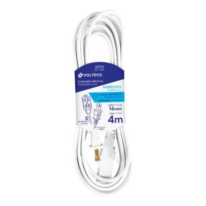 Extensión eléctrica doméstica 4 m blanca con clavija recta ED-4BR