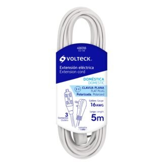 Extensión eléctrica doméstica 5 m blanca con clavija plana ED-5B