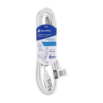 Extensión eléctrica doméstica 6 m blanca con clavija recta ED-6BR