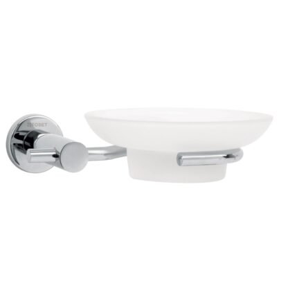 Jabonera metálica cromo con plato de vidrio, Foset ELA-74