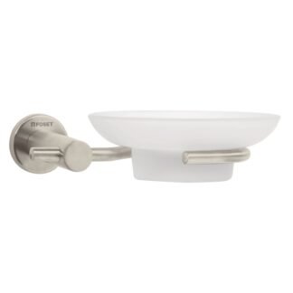 Jabonera metálica satín con plato de vidrio, Foset ELA-74N