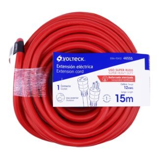 Extensión reforzada aterrizada 15 m 3x12 AWG, Volteck ERA-15X12