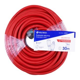 Extensión reforzada aterrizada 30 m 3x12 AWG, Volteck ERA-30X12