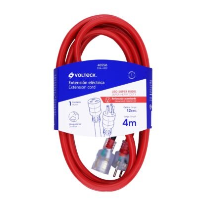 Extensión reforzada aterrizada 4 m calibre 12, Volteck ERA-4X12