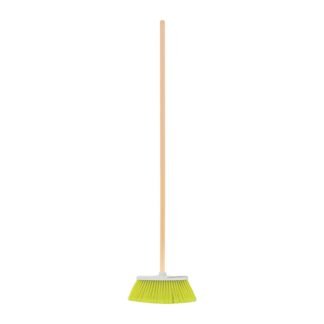 Escoba chica cerdas de PVC, tipo cepillo, bastón de madera ES-140C
