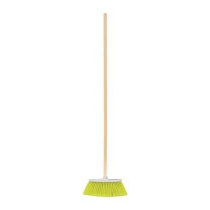 Escoba chica cerdas de PVC, tipo cepillo, bastón de madera ES-140C