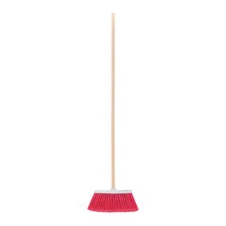 Escoba mediana cerdas de PVC, tipo cepillo, bastón de madera ES-200C