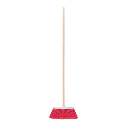 Escoba mediana cerdas de PVC, tipo cepillo, bastón de madera ES-200C